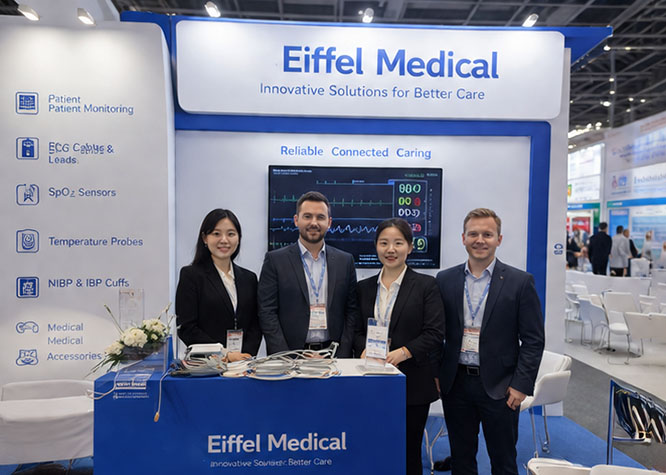 Eiffel Medical team showcasing medical devices at an international healthcare exhibition.jpg