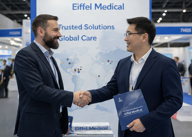Eiffel Medical building partnerships with global healthcare customers at an international exhibition.jpg